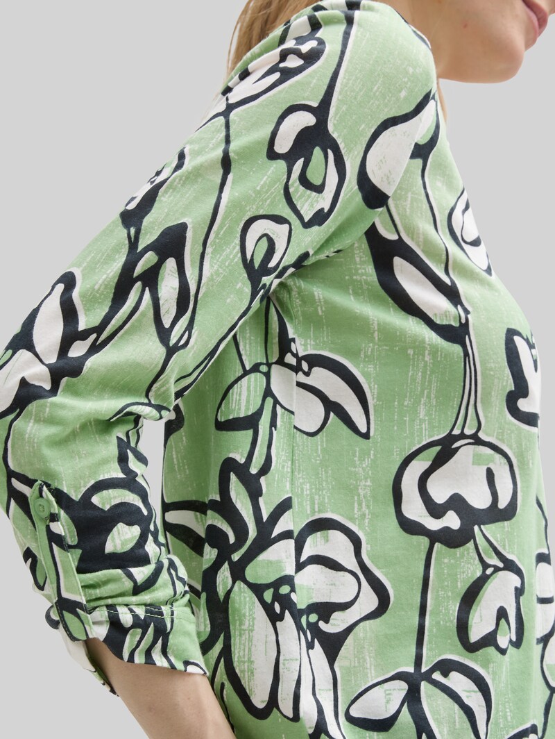 Tom Tailor Henley Langarmshirt mit Muster - Fresh Spring Floral Design