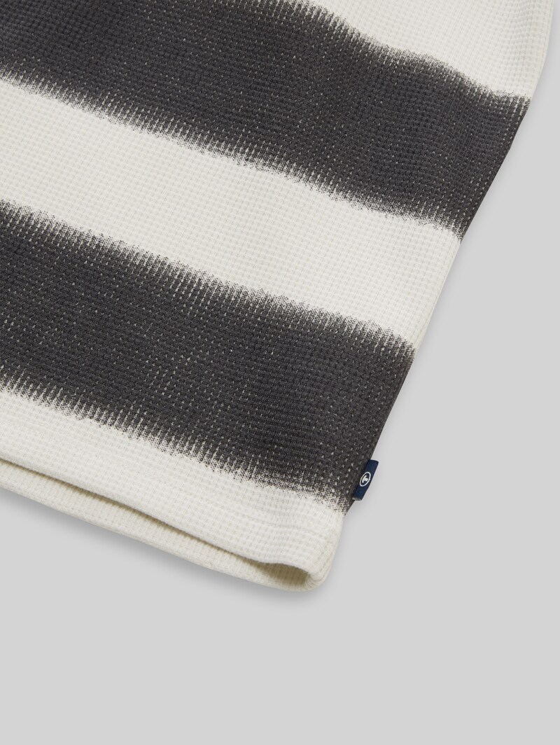 Tom Tailor Oversize T-Shirt mit Waffelstruktur - Off White Grey Sprayed Stripe