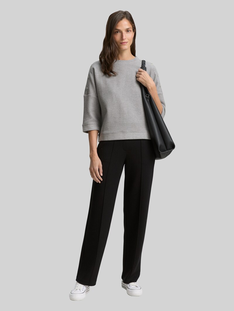 Tom Tailor Sweatshirt mit Knopf-Details - Medium Silver Grey Melange