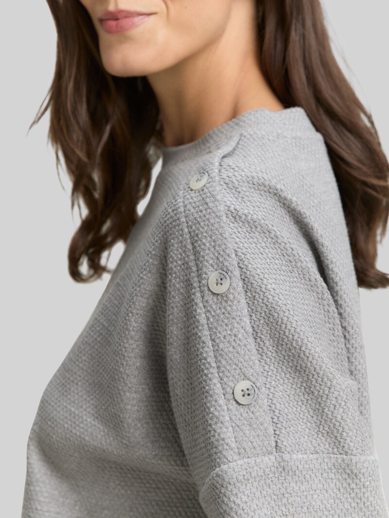 Tom Tailor Sweatshirt mit Knopf-Details - Medium Silver Grey Melange