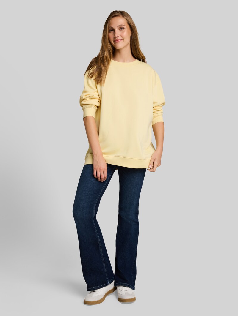 Tom Tailor Oversize Sweatshirt mit Print - Soft Vanilla Yellow