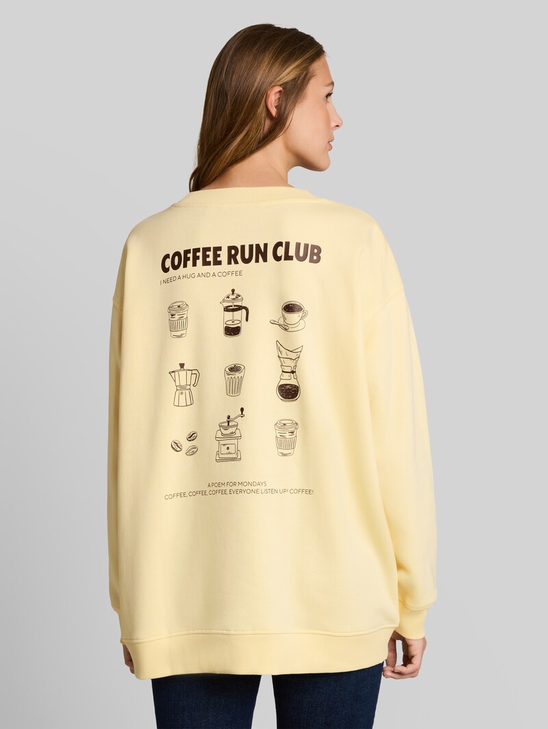 Tom Tailor Oversize Sweatshirt mit Print - Soft Vanilla Yellow