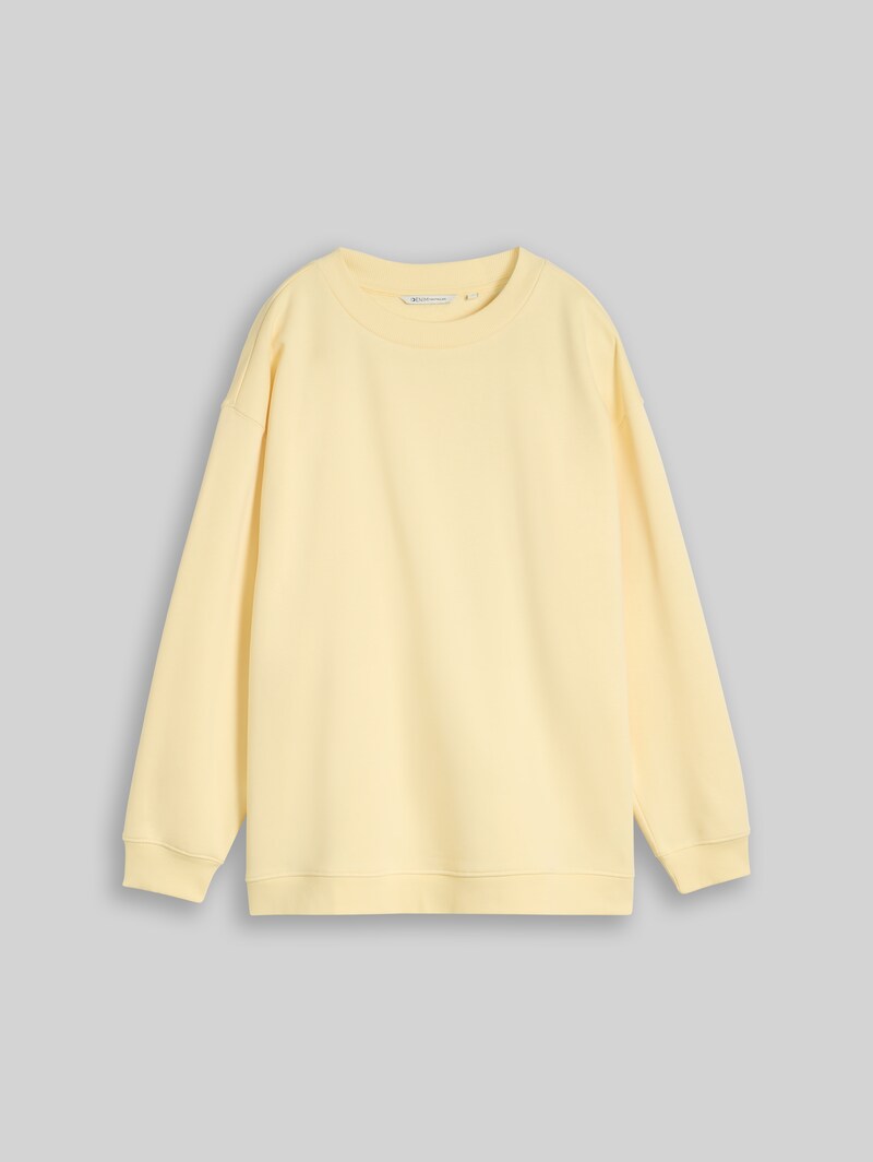 Tom Tailor Oversize Sweatshirt mit Print - Soft Vanilla Yellow