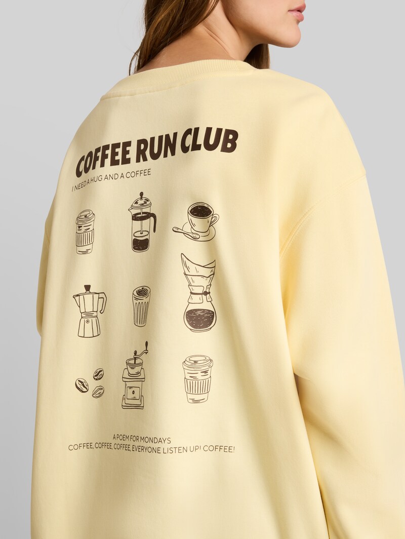 Tom Tailor Oversize Sweatshirt mit Print - Soft Vanilla Yellow