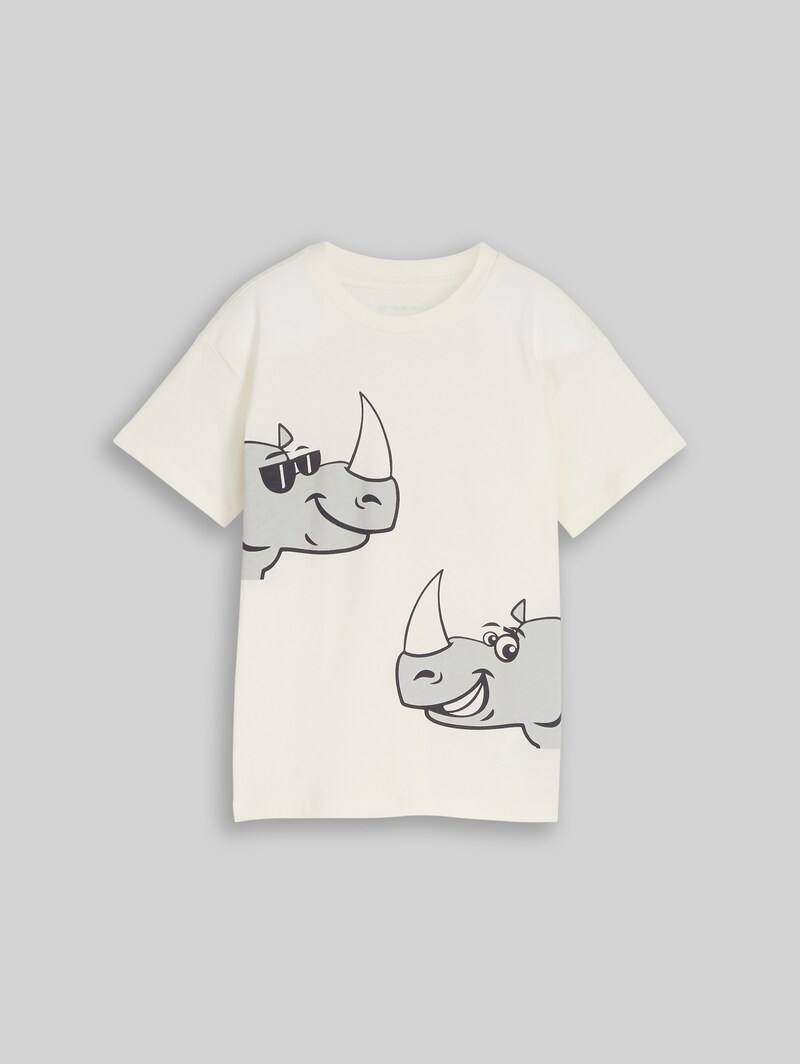 Tom Tailor Oversize T-Shirt mit Print - Wool White
