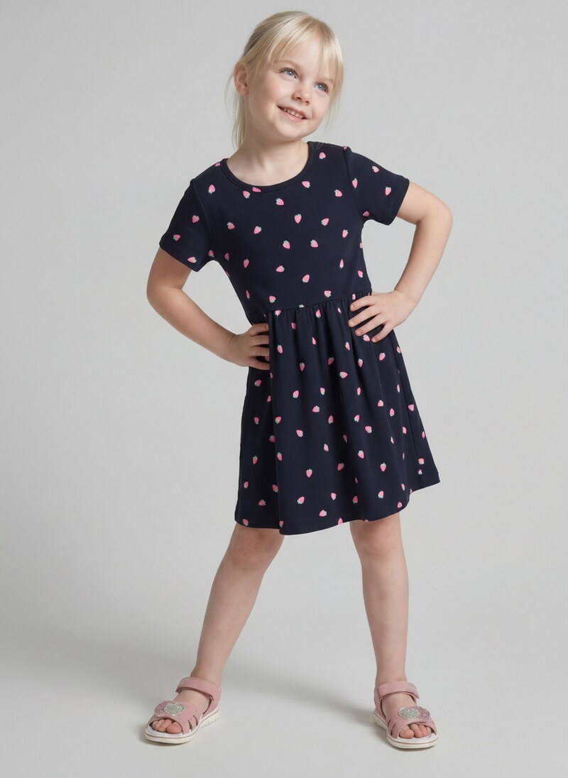 Tom Tailor Mini-Kleid mit Rippstruktur - Small Strawberry Print