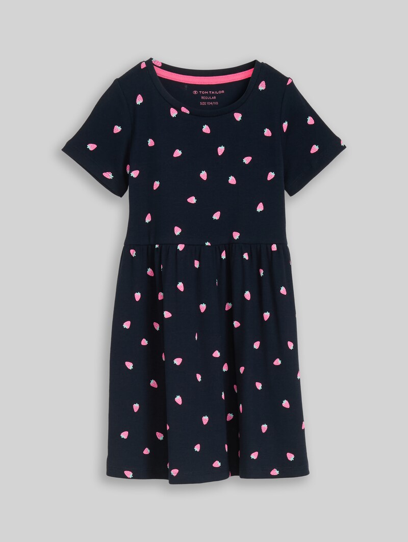 Tom Tailor Mini-Kleid mit Rippstruktur - Small Strawberry Print