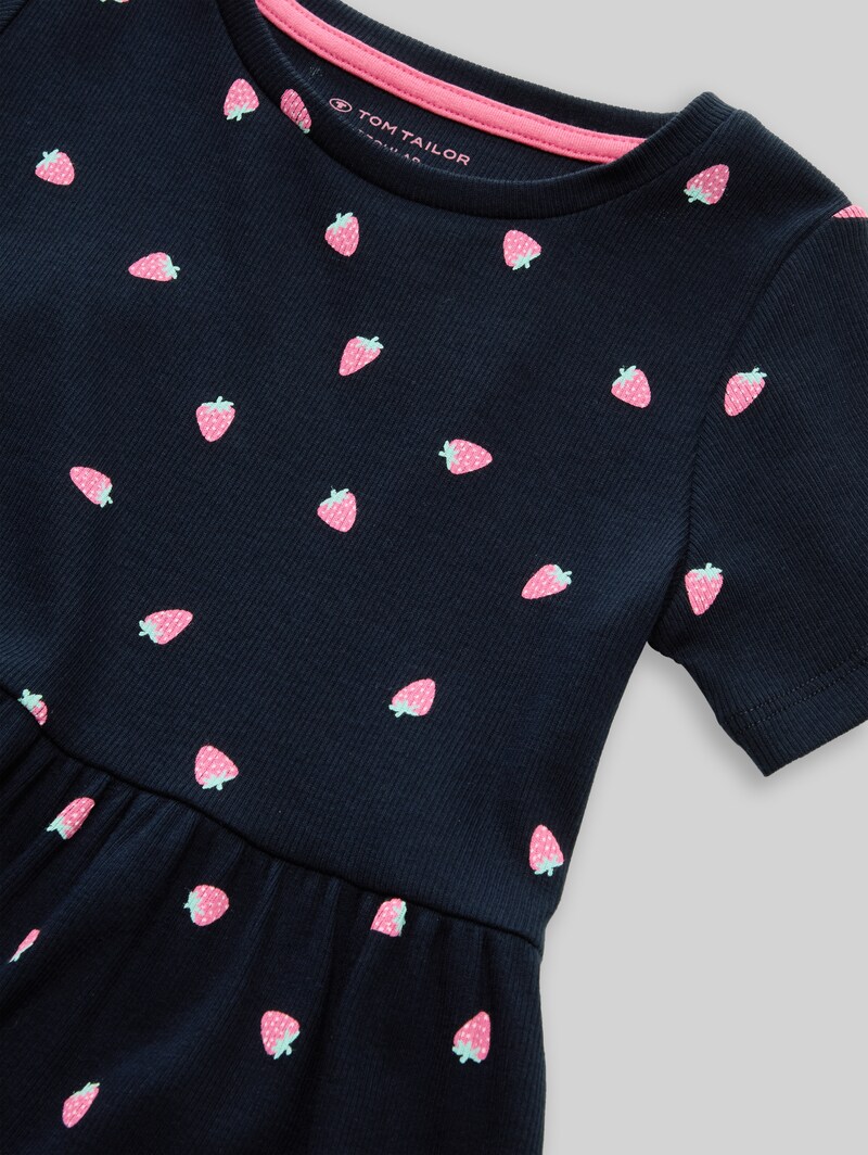 Tom Tailor Mini-Kleid mit Rippstruktur - Small Strawberry Print