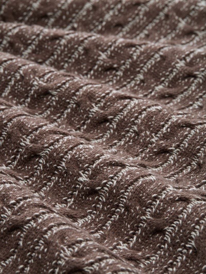 Tom Tailor Strickpullover mit Zopfmuster - Brown Offwhite Plated