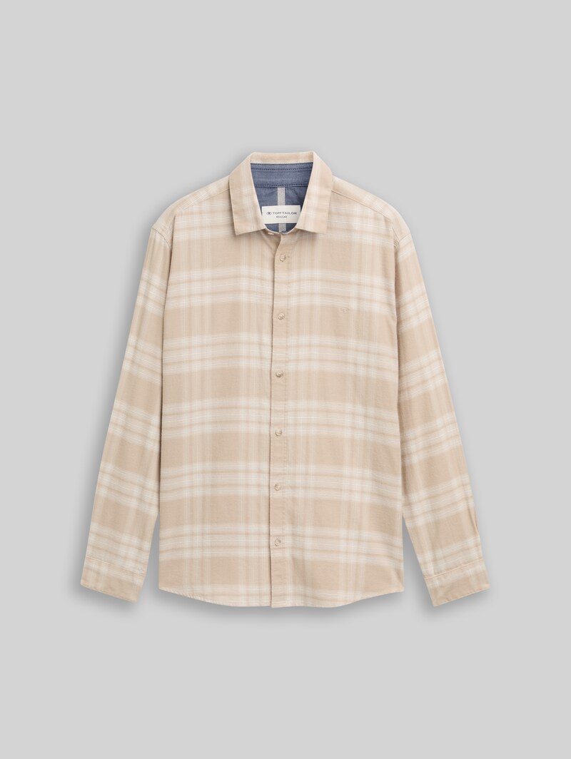 Tom Tailor Regular Fit Hemd mit Logo-Stickerei - Light Cashmere Tonal Check
