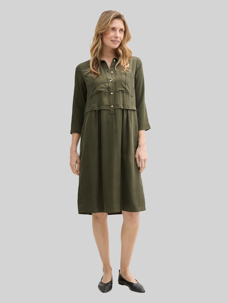 Tom Tailor Blusenkleid im Utility-Look - Deep Forest Green Tom Tailor Blusenkleid im Utility-Look - Deep Forest Green