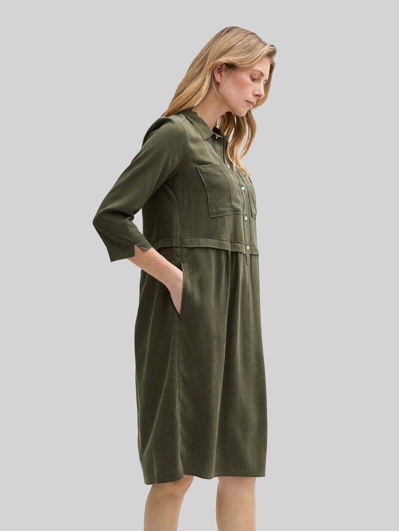 Tom Tailor Blusenkleid im Utility-Look - Deep Forest Green