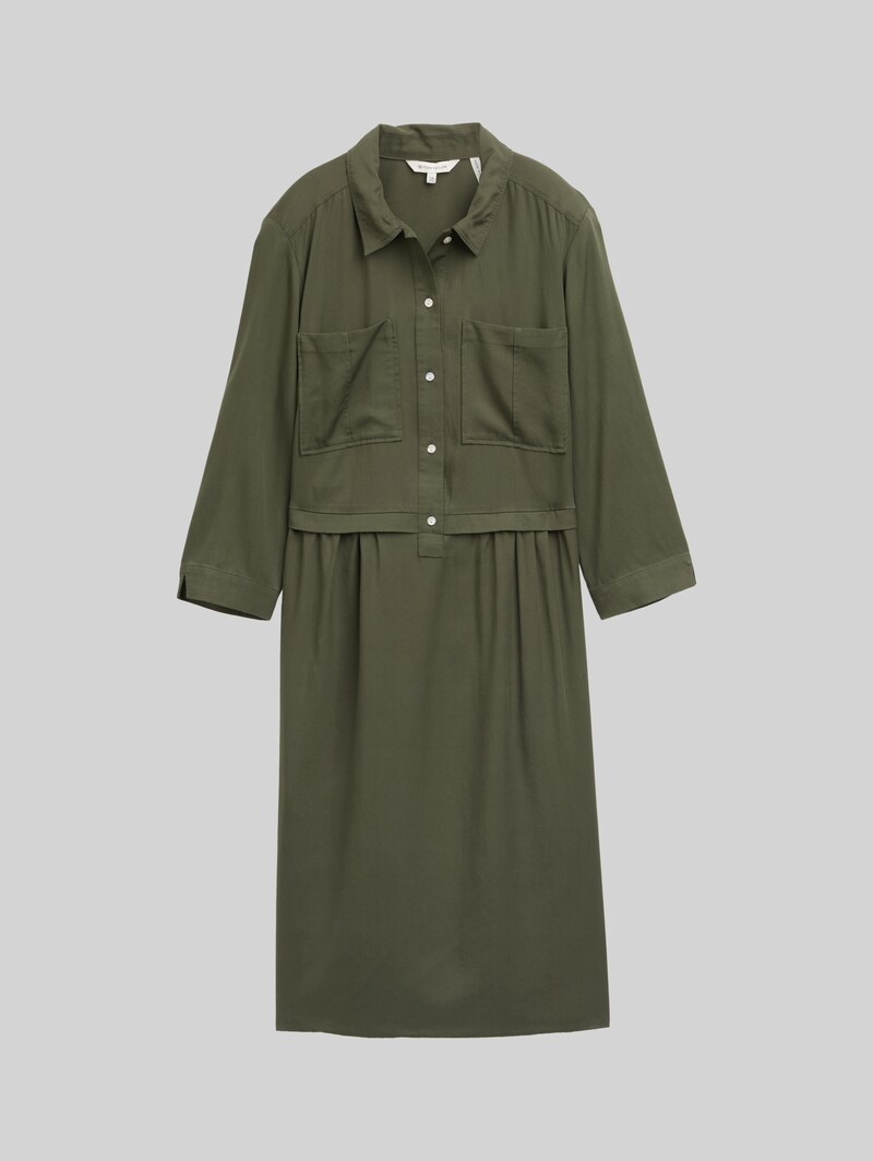 Tom Tailor Blusenkleid im Utility-Look - Deep Forest Green