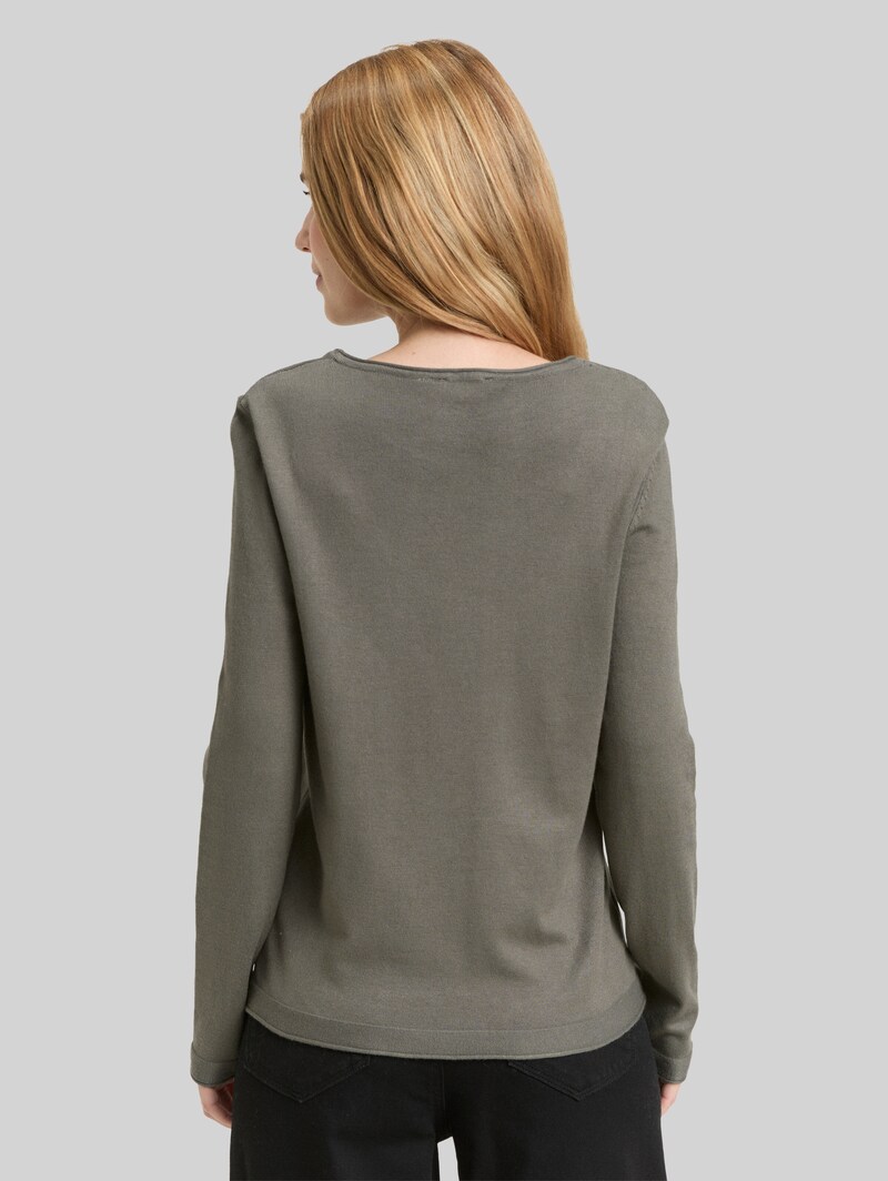Tom Tailor Basic Strickpullover mit Rundhalsausschnitt - Cloudy Green