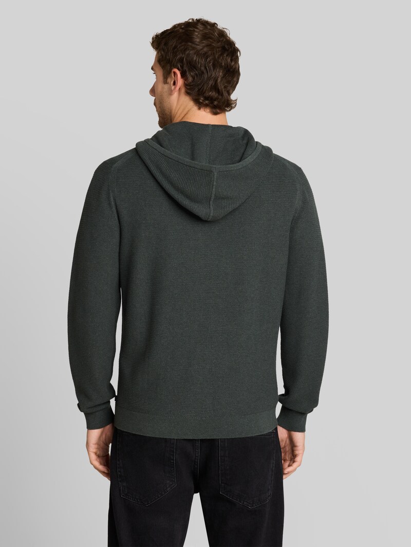 Tom Tailor Strickjacke mit Kapuze - Darkest Olive Melange