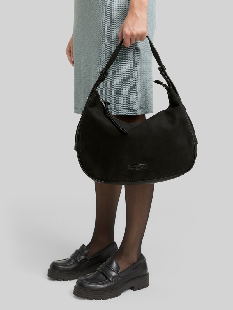 Tom Tailor TTLYSA M Schultertasche in Velourleder-Optik - Schwarz / Black