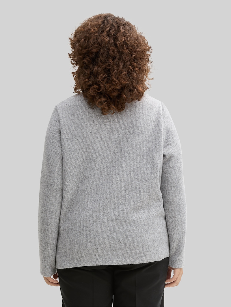 Tom Tailor Plus Size - Soft-Touch Sweatshirt mit Knopfdetails - Medium Silver Grey Melange