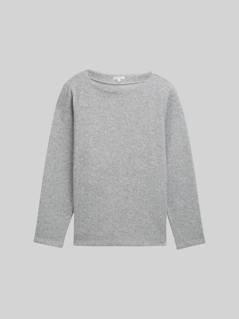Tom Tailor Plus Size - Soft-Touch Sweatshirt mit Knopfdetails - Medium Silver Grey Melange