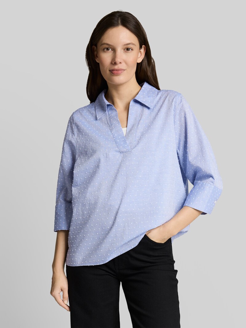 Tom Tailor Loose Fit Bluse mit Stickerei - Blue White Dobby Tom Tailor Loose Fit Bluse mit Stickerei - Blue White Dobby