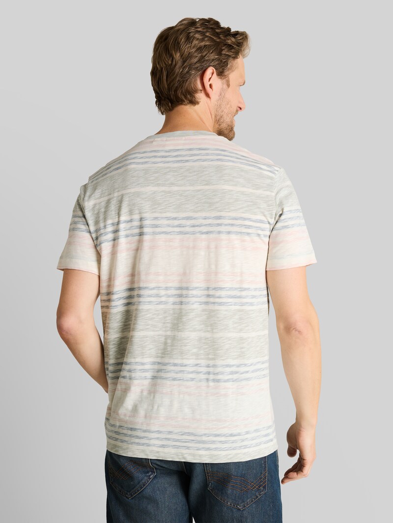Tom Tailor T-Shirt mit Inside-Out Streifenmuster - Rose Teal Multi Color Stripe