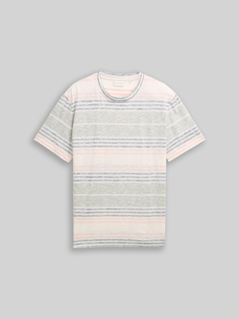 Tom Tailor T-Shirt mit Inside-Out Streifenmuster - Rose Teal Multi Color Stripe
