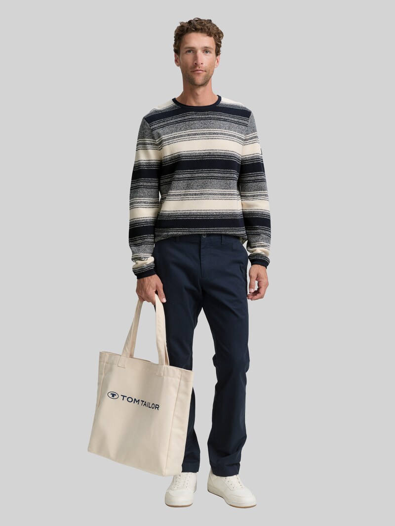 Tom Tailor Strickpullover im Streifenmuster - Off White Navy Stripe