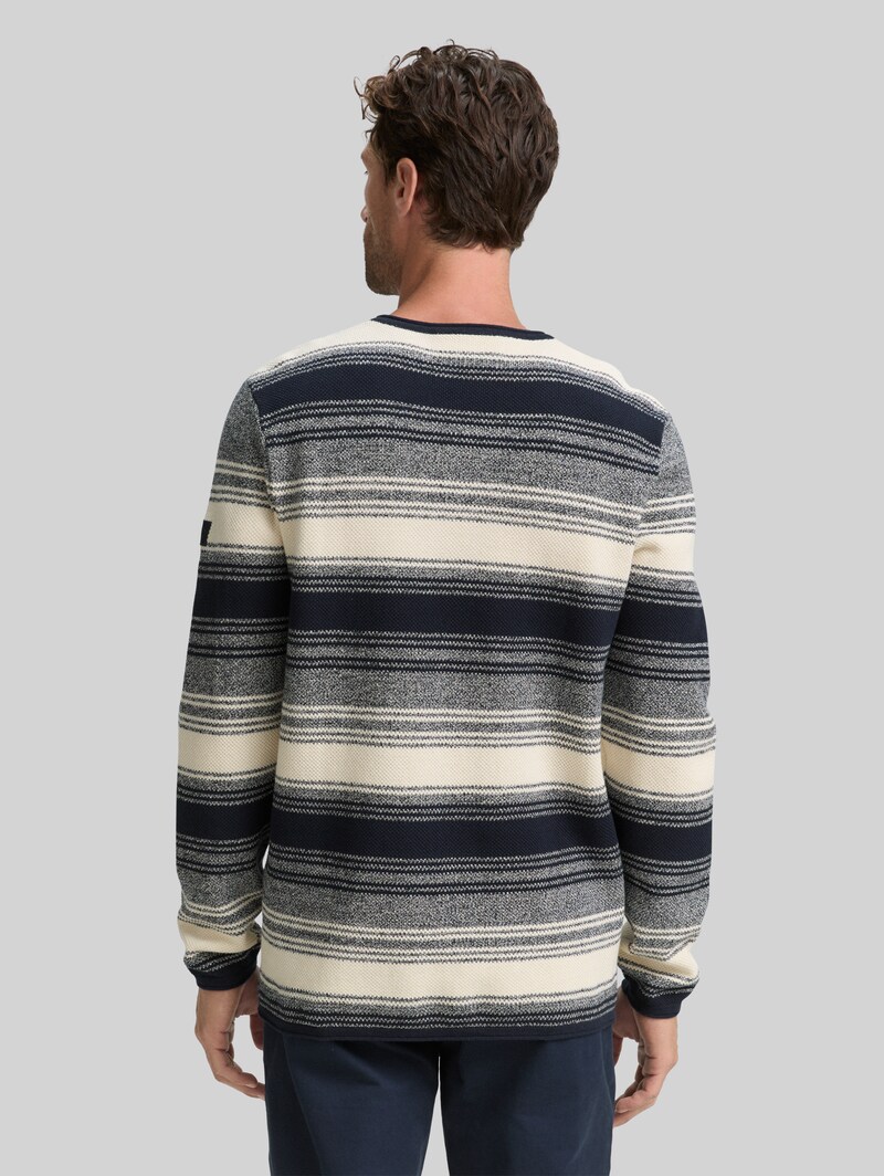 Tom Tailor Strickpullover im Streifenmuster - Off White Navy Stripe