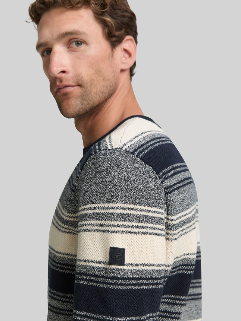 Tom Tailor Strickpullover im Streifenmuster - Off White Navy Stripe