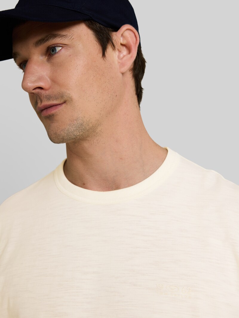 Tom Tailor T-Shirt in Melange-Optik - Gardenia White