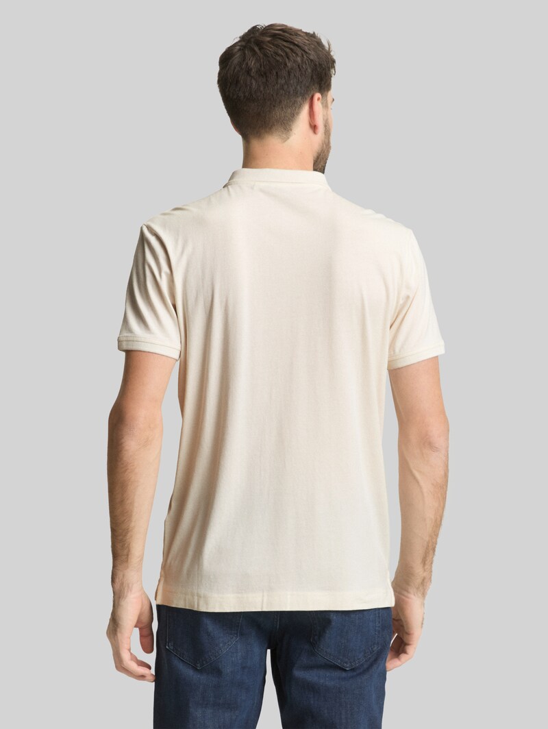 Tom Tailor Fitted Poloshirt mit Logo-Print - Gardenia White