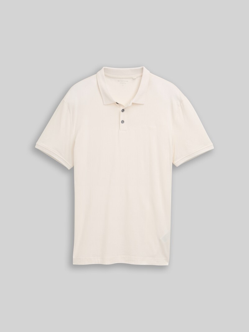 Tom Tailor Fitted Poloshirt mit Logo-Print - Gardenia White