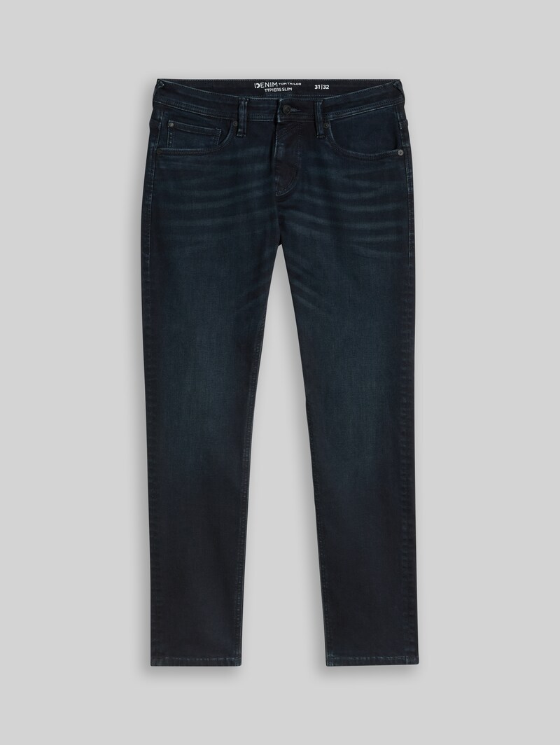 Tom Tailor TTPIERS SLIM Jeans - Used Dark Blue Black Denim