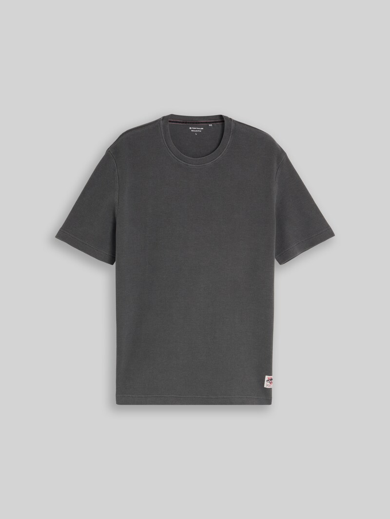 Tom Tailor T-Shirt mit Waffelstruktur - Tarmac Grey