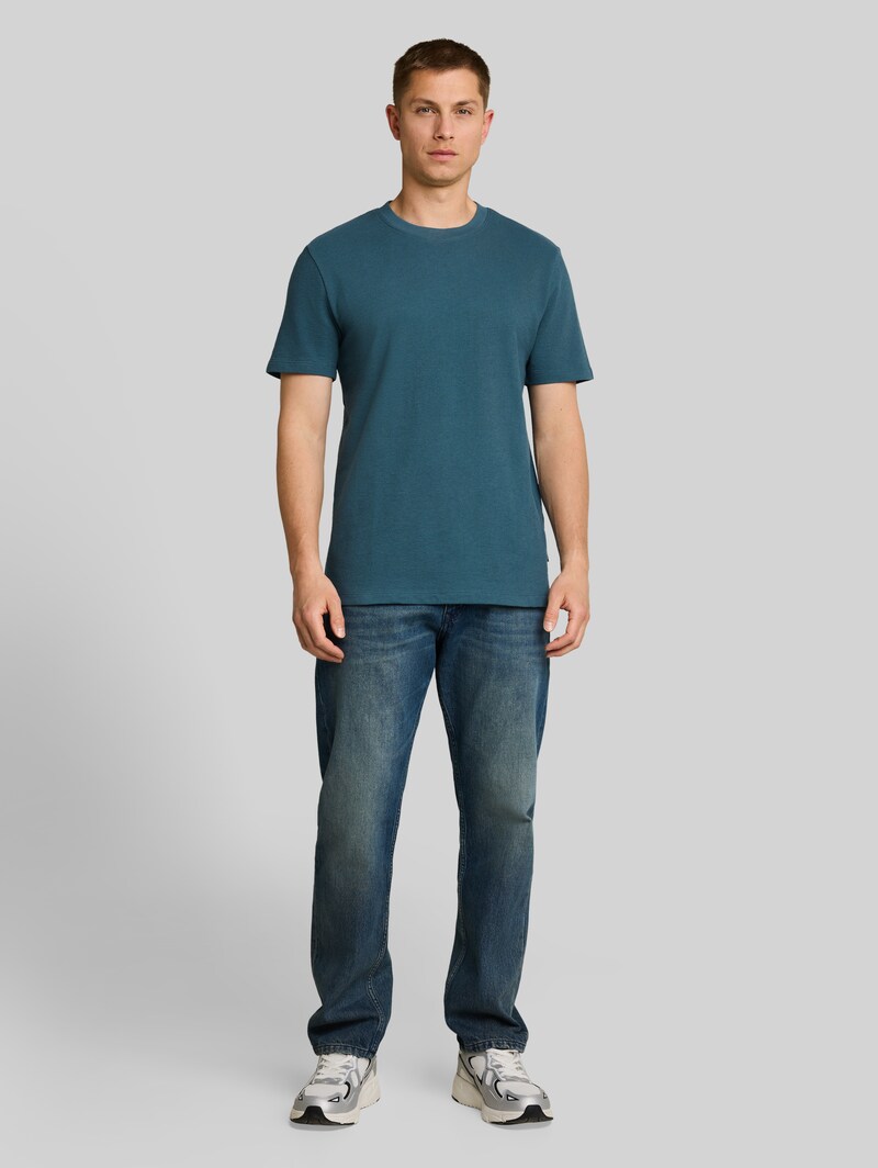 Tom Tailor Terry T-Shirt aus Baumwolle - Tide Petrol