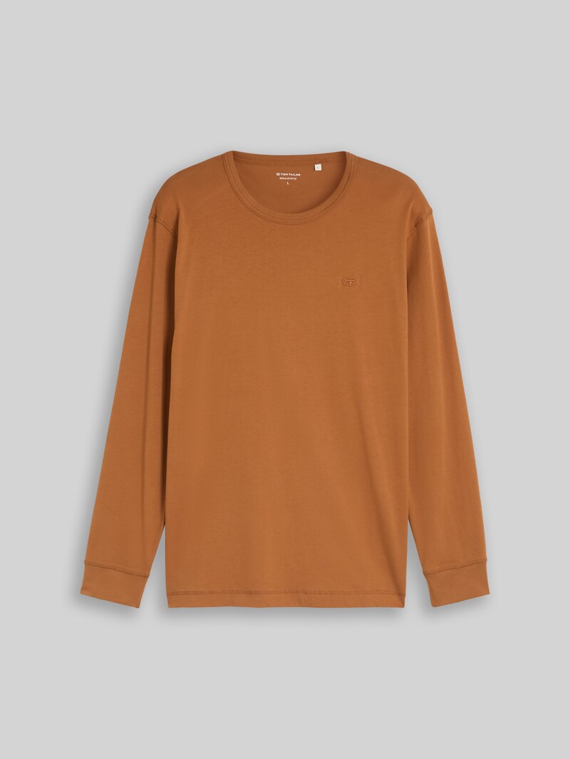 Tom Tailor Basic Langarmshirt aus Baumwolle - Bright Camel Brown