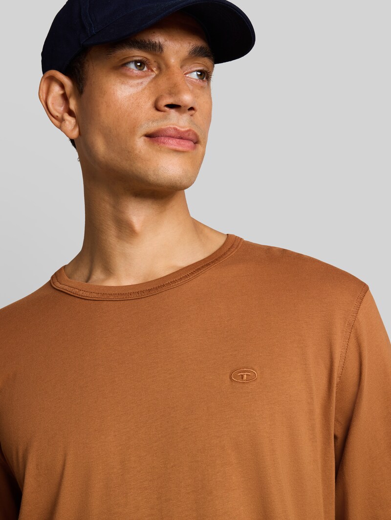 Tom Tailor Basic Langarmshirt aus Baumwolle - Bright Camel Brown