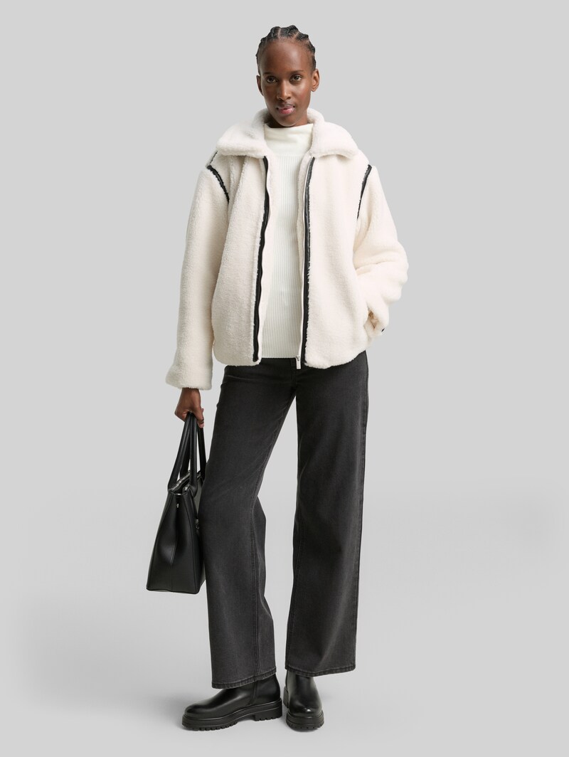 Tom Tailor Loose Fit Teddy Jacke - Light Cream Beige