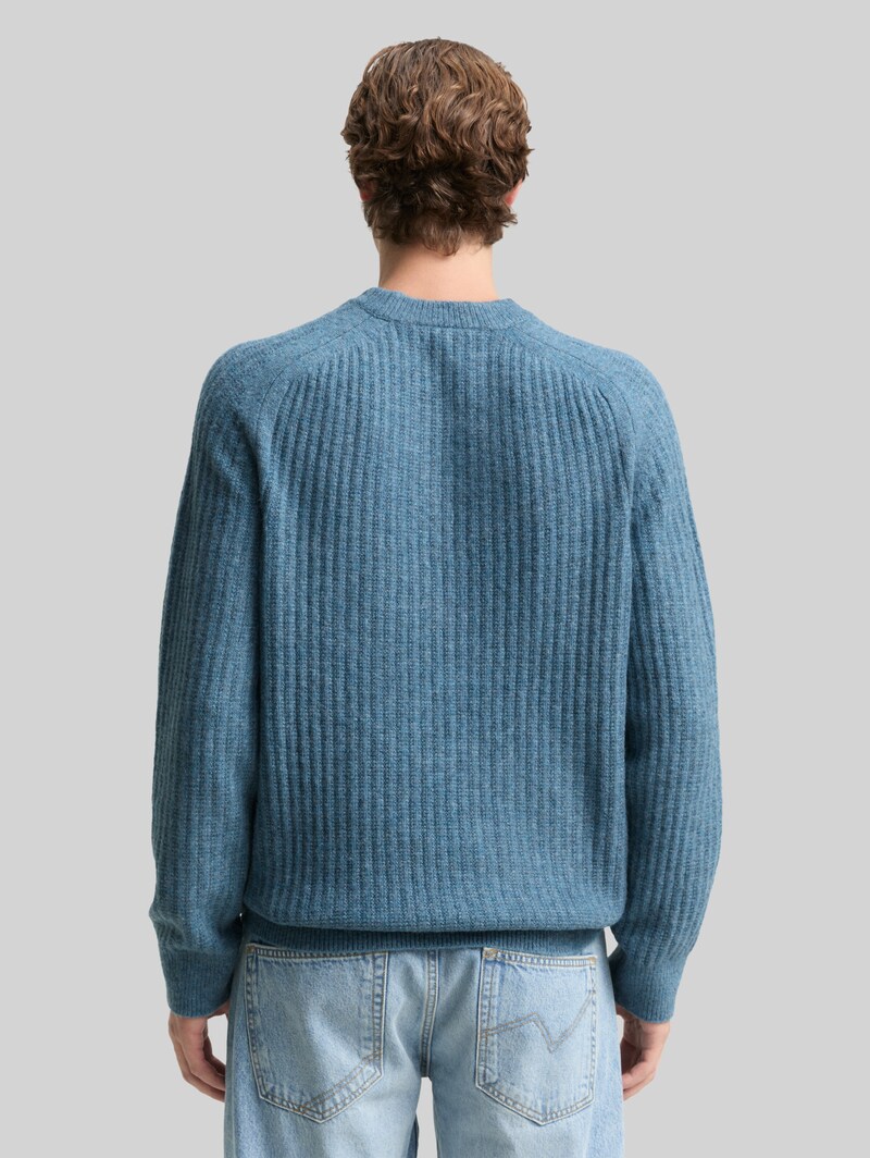 Tom Tailor Strickpullover mit Rundhalsausschnitt - Denim Blue Melange