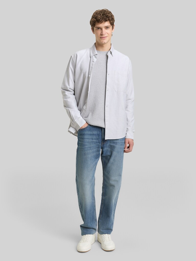 Tom Tailor Relaxed Fit Hemd aus Baumwolle - White Small Stripe