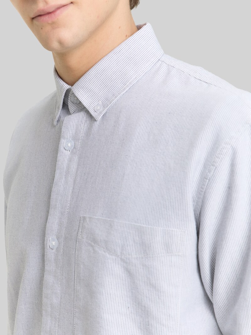 Tom Tailor Relaxed Fit Hemd aus Baumwolle - White Small Stripe