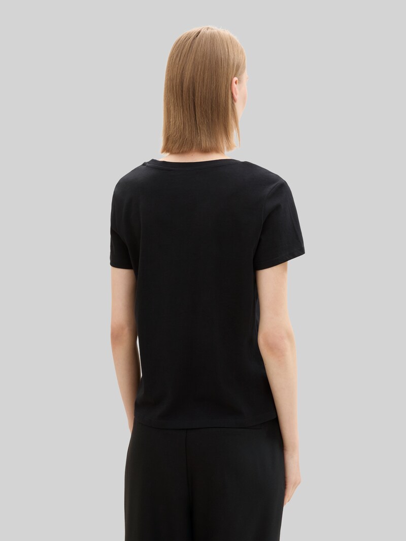 Tom Tailor T-Shirt mit V-Ausschnitt im 2er-Pack - Deep Black