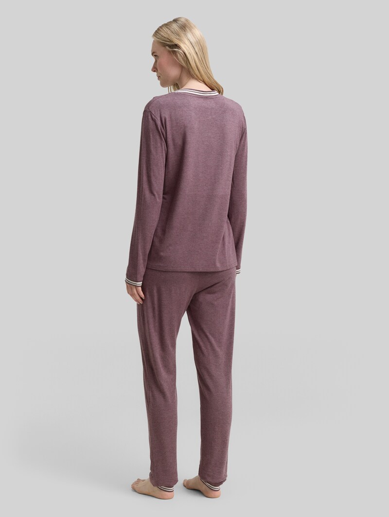 Tom Tailor Pyjama-Set in Melange Optik - Purple-medium-melange