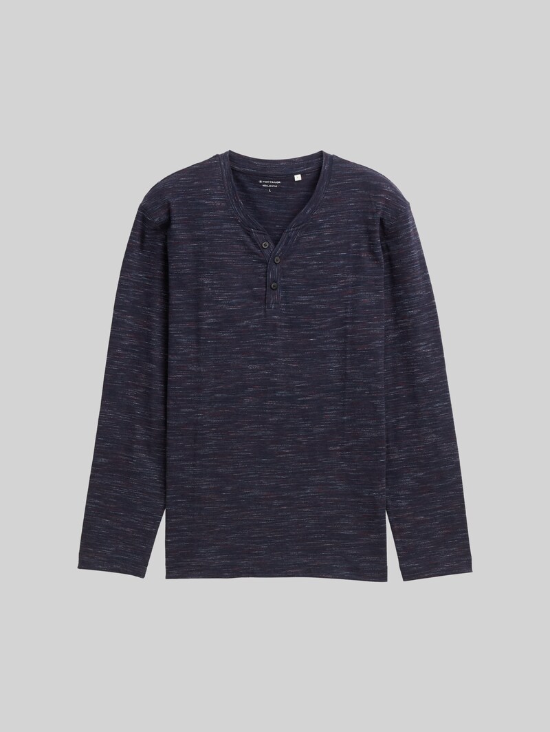Tom Tailor Serafino Langarmshirt - Navy Red Multi Inject