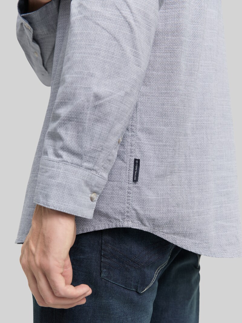 Tom Tailor Regular Fit Hemd mit Brusttasche - Navy Horizontal Structure