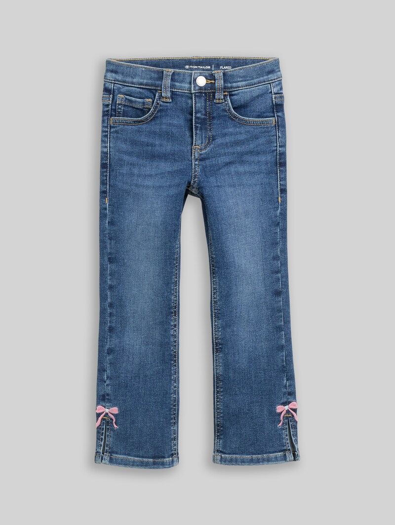 Tom Tailor Flared Jeans mit Stretch - Used Dark Stone Blue Denim