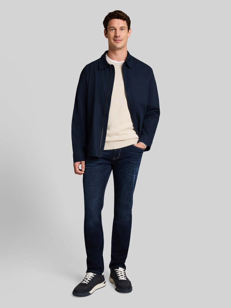 Tom Tailor Basic Strickpullover aus Baumwolle - Sand White Melange