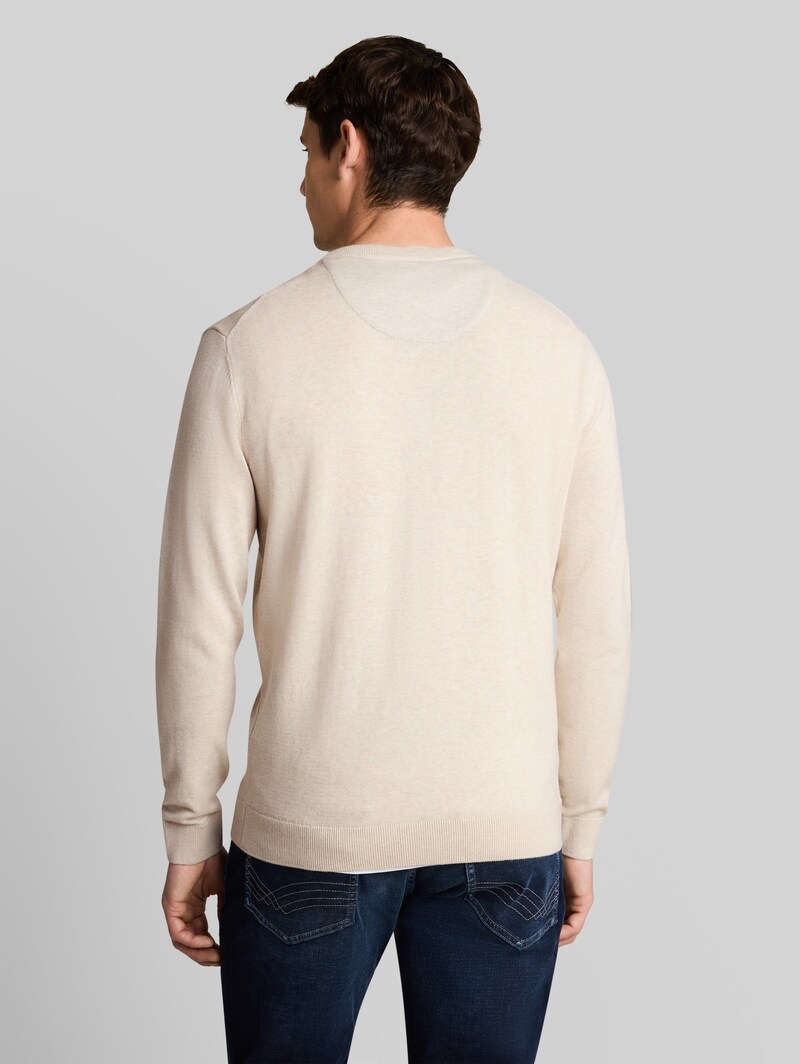 Tom Tailor Basic Strickpullover aus Baumwolle - Sand White Melange