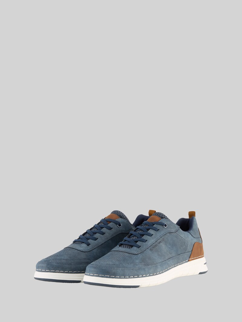Tom Tailor Sneaker aus strukturiertem Lederimitat - Blue