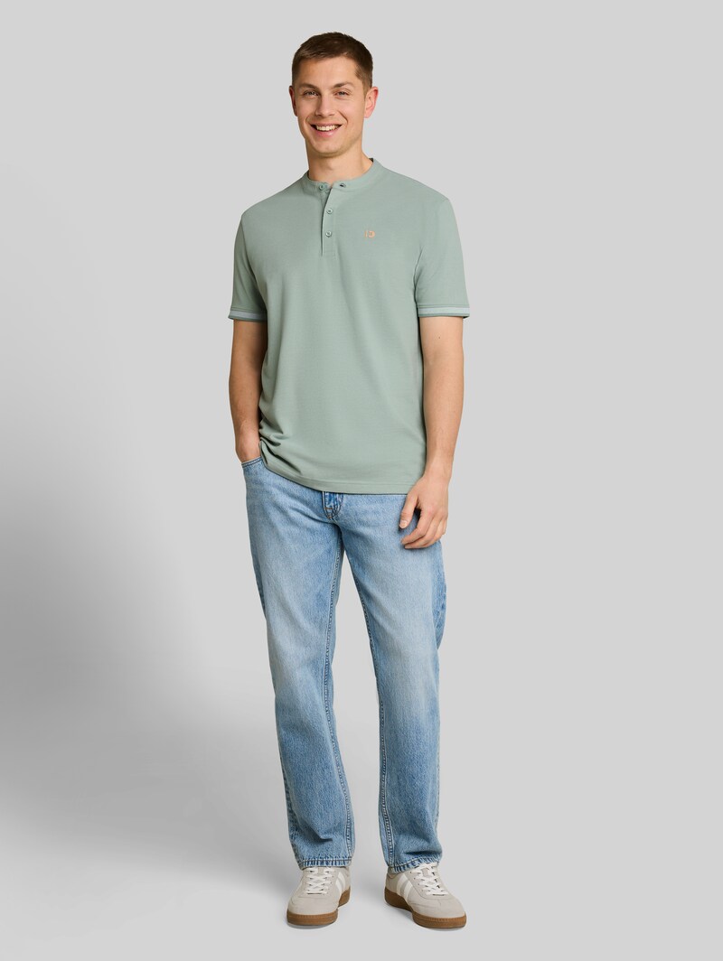 Tom Tailor Piqué Poloshirt mit Stehkragen - Green Mist