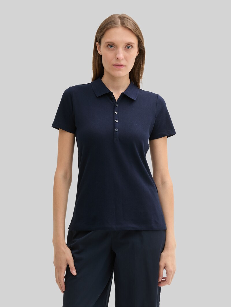 Tom Tailor Poloshirt aus Stretch Piqué - Sky Captain Blue Tom Tailor Poloshirt aus Stretch Piqué - Sky Captain Blue
